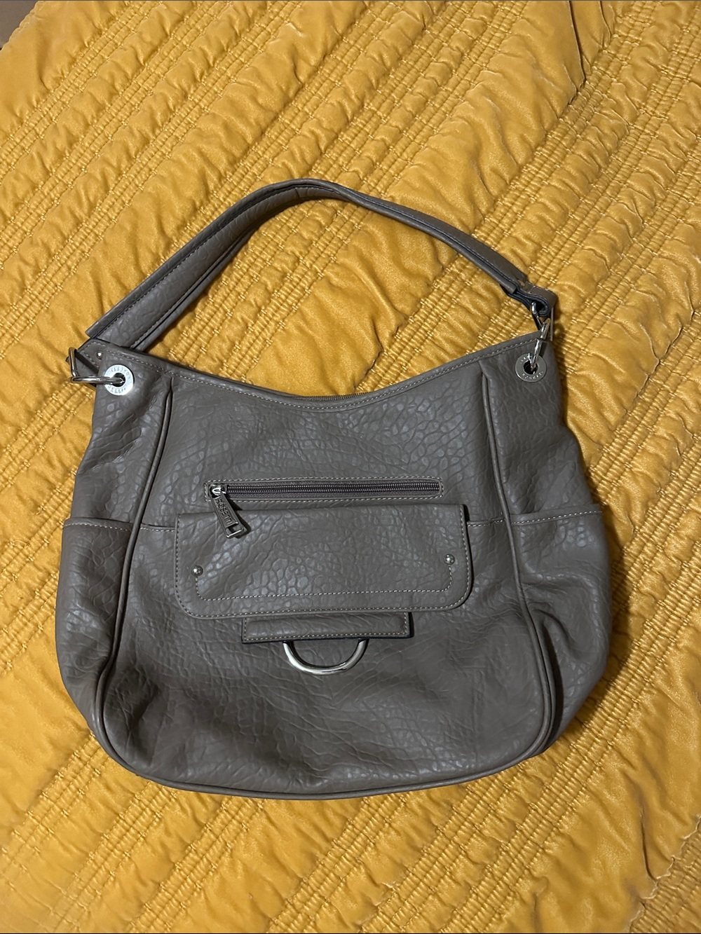 Rosetti Gray Pebbled Shoulder Bag